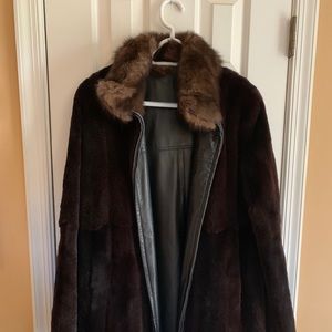 Reversible leather/mink coat